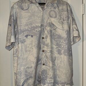 Tommy Bahama Blue and White Wine-themed Casual Button Down Shirt